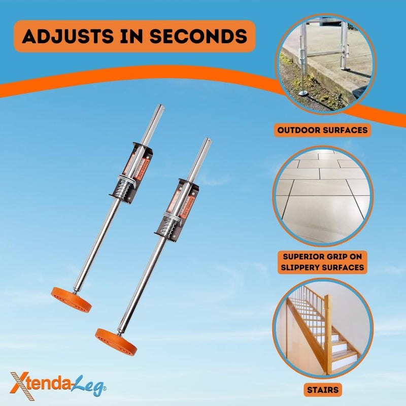 Xtenda-LegÂ® Ladder Leveler - Rubber Feet, Perfect for Extension Ladders, Stabilizer Attachments for Safe Use - Stable Platform for Uneven Ground - Easy Installation - OSHA Approved - 1 Pair - Image 3